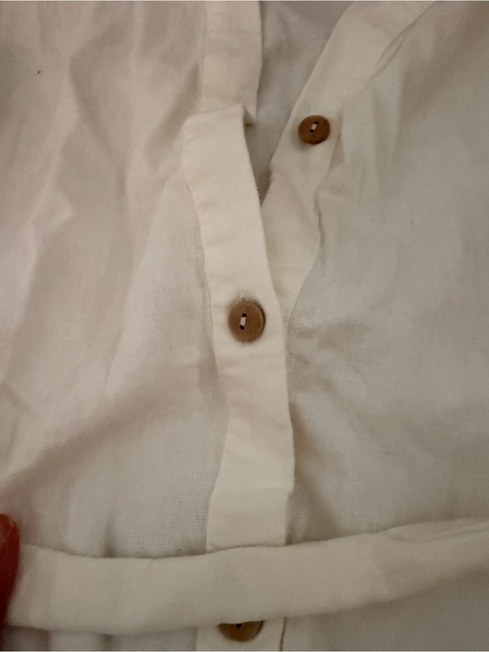 Linen Cream Button-Front Ruffle Hem Tunic - Picture 4 of 5
